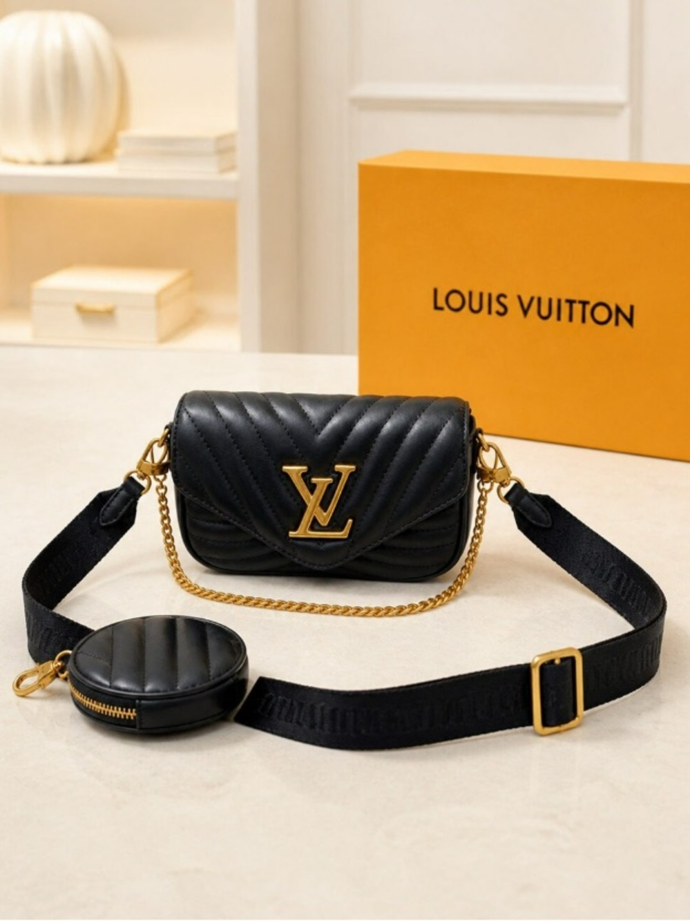 Louis Vuitton Black Quilted Leather Mini Shoulder Bag with Coin Pouch